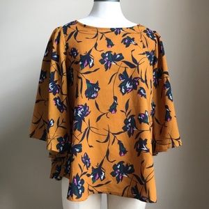 Chelsea & Theodore Floral Bell Sleeve Blouse